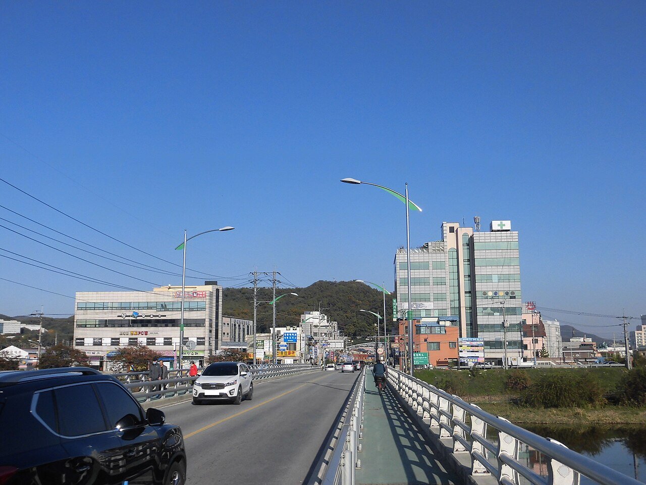 장호원교에서 바라본 충청북도 음성 감곡면 시가지 실제 사진